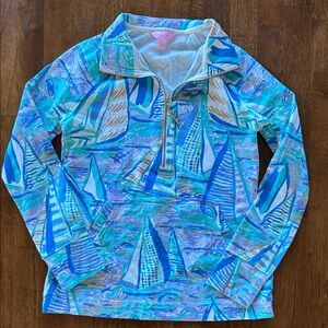Lilly Pulitzer women’s half zip long sleeve aboat time print shirt size XS